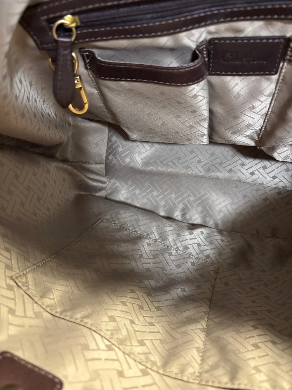 Cole Haan -Woven Leather Tote — Chocolate Brown with Gold Hardware